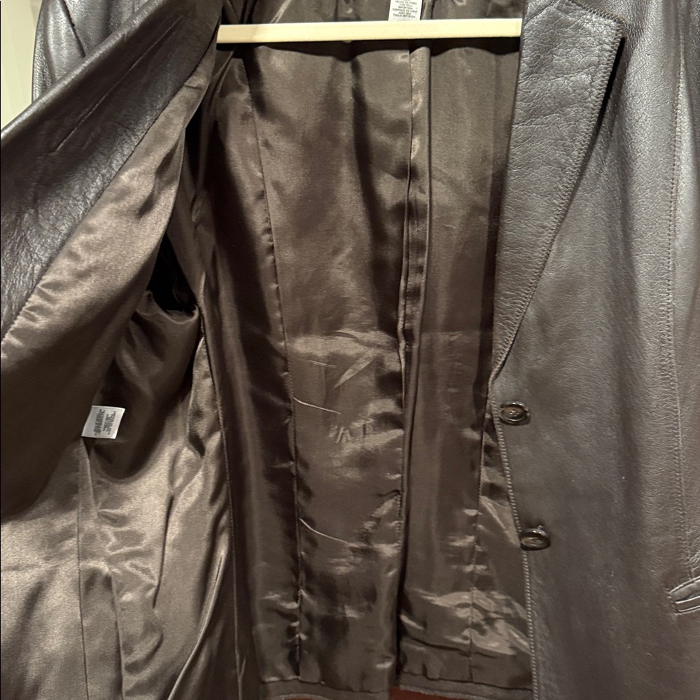 Jones New York Dark Brown Leather Blazer very nice light weight - Picture 6 of 7